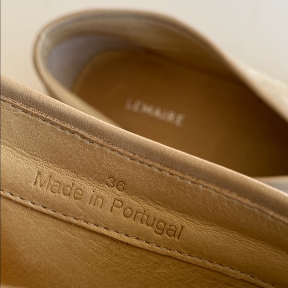Lemaire | Beige Flat piped Suede Slippers Size 36 - Picture 3 of 8